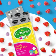 Culturelle Kids Purely probiotic chewable tablets package in purple and yellow