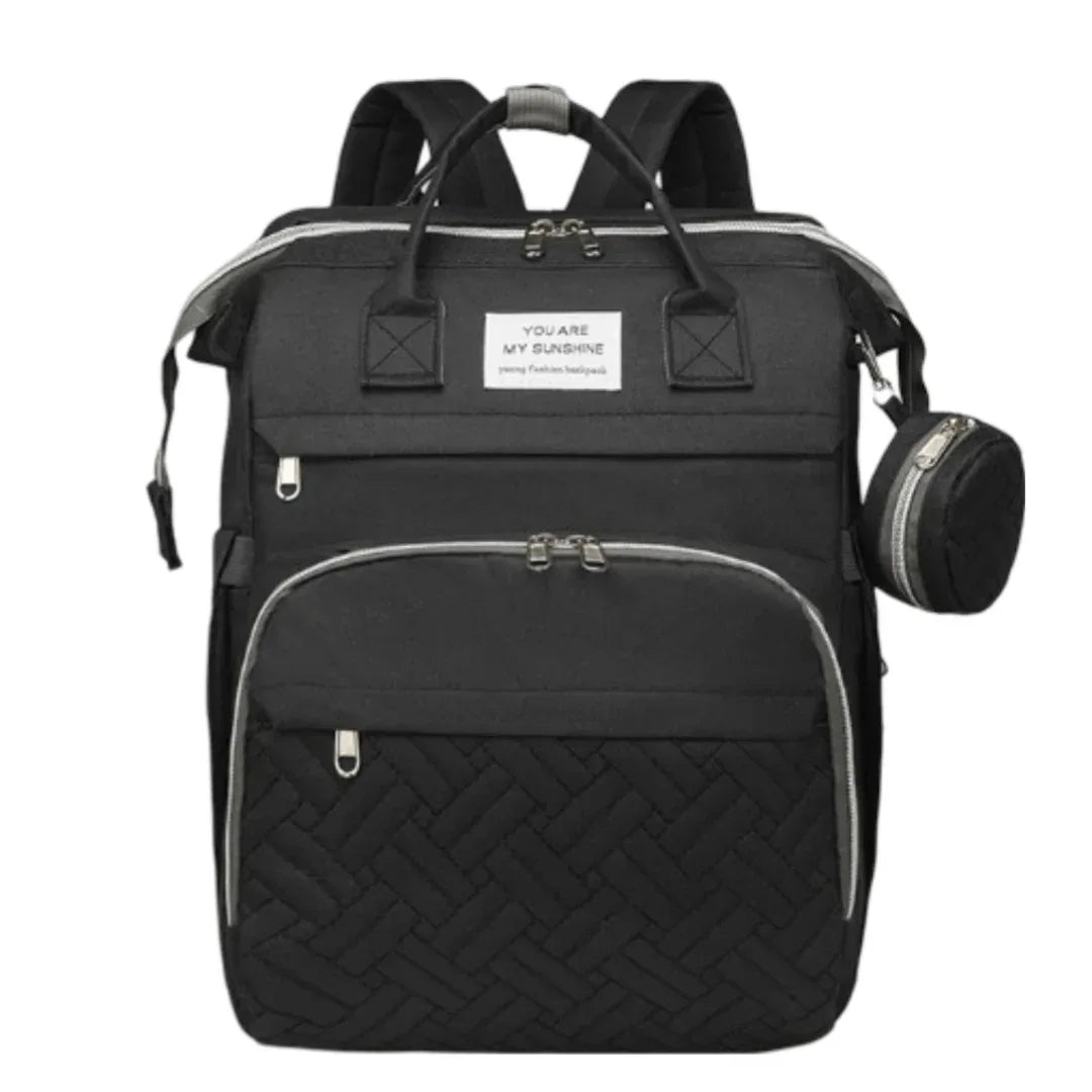 Waterproof Diaper Bag Backpack, Multifunctional Travel Nappy Bag with Changing Pad, Great for Moms and Dads, Baby Shower Gift (Black) 