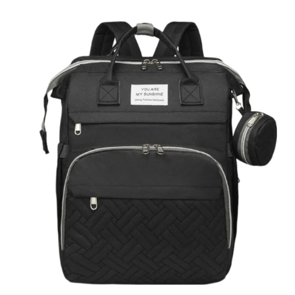 Waterproof Diaper Bag Backpack, Multifunctional Travel Nappy Bag with Changing Pad, Great for Moms and Dads, Baby Shower Gift (Black) 