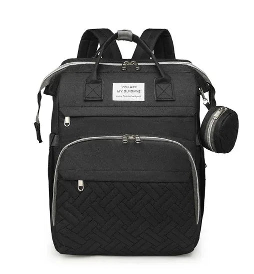 Waterproof Diaper Bag Backpack, Multifunctional Travel Nappy Bag with Changing Pad, Great for Moms and Dads, Baby Shower Gift (Black) 