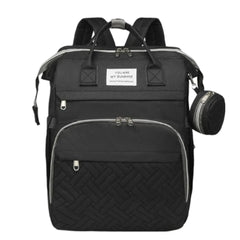 Waterproof Diaper Bag Backpack, Multifunctional Travel Nappy Bag with Changing Pad, Great for Moms and Dads, Baby Shower Gift (Black) 
