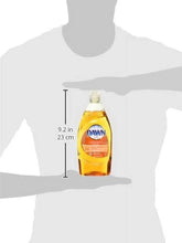 Dawn dish soap bottle, orange scent, shown on a person for size