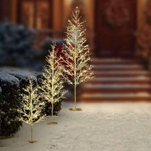 Warm white LED beaded tree with twinkling lights on a metal base, tall height