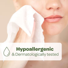 Hypoallergenic and dermatologically tested wipes label with droplet icon