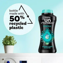 Downy Unstopables bottle with '50% recycled plastic' label