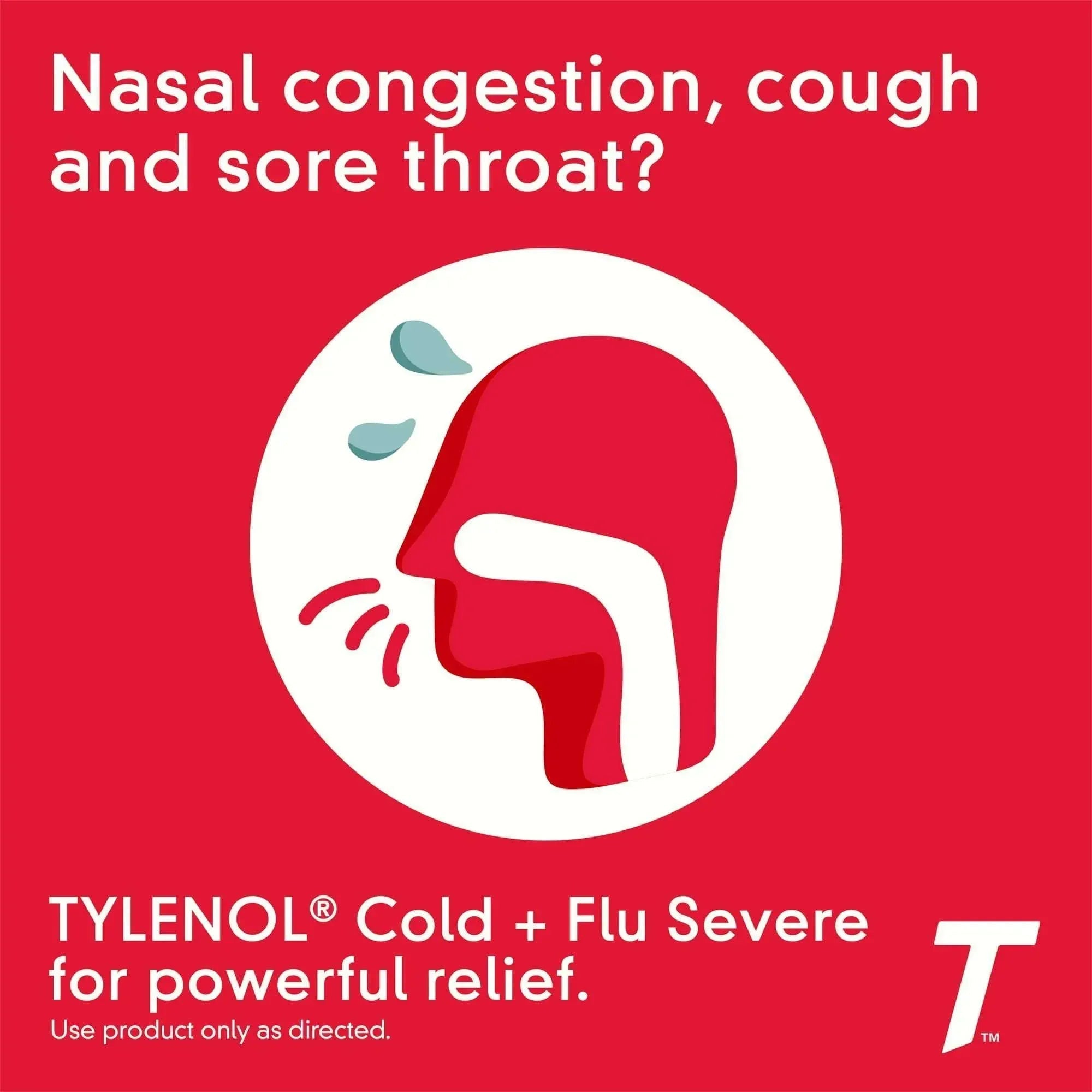Tylenol Severe Multi-Symptom Caplets, Acetaminophen-Based Pain Reliever & Fever Reducer, 24 Count