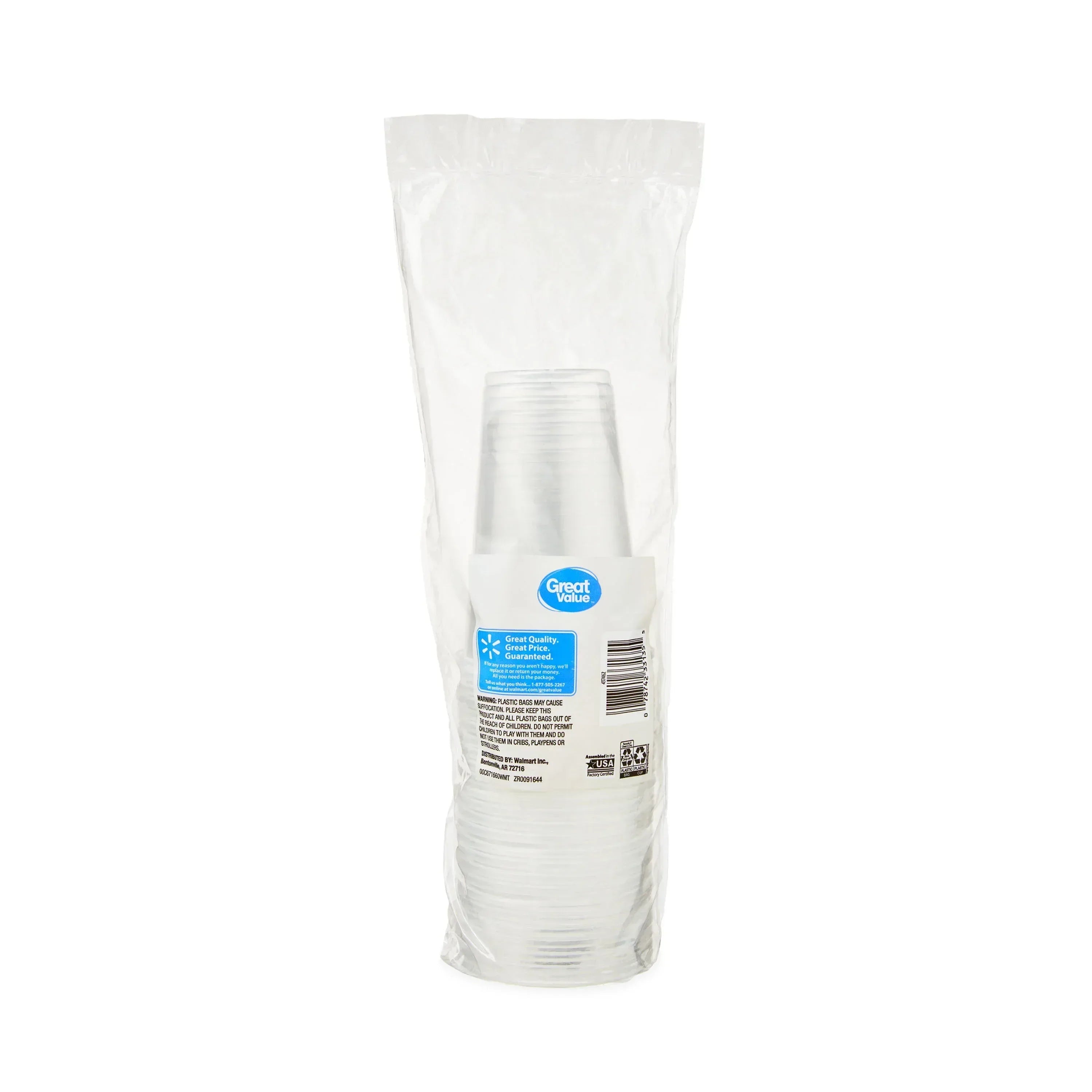 Great Value Disposable Plastic Cups, Clear, 16 oz, 25 Count