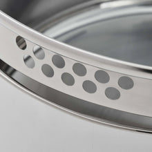 Stainless steel saucepan vented rim with circular openings