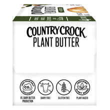 Plant butter carton front with dairy-free and plant-based sustainability icons.