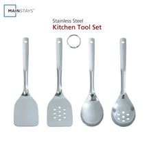 Mainstays stainless steel kitchen tool set with hanging ring and four utensils