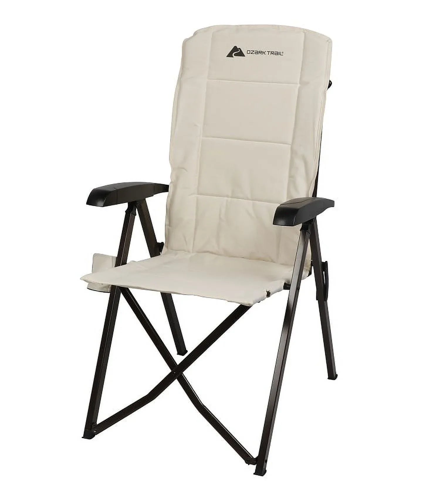 Ozark Trail Glamp High Back Reclining Lounge Chair with Adjustable Armrests, Creme - USA MEGA SHOP