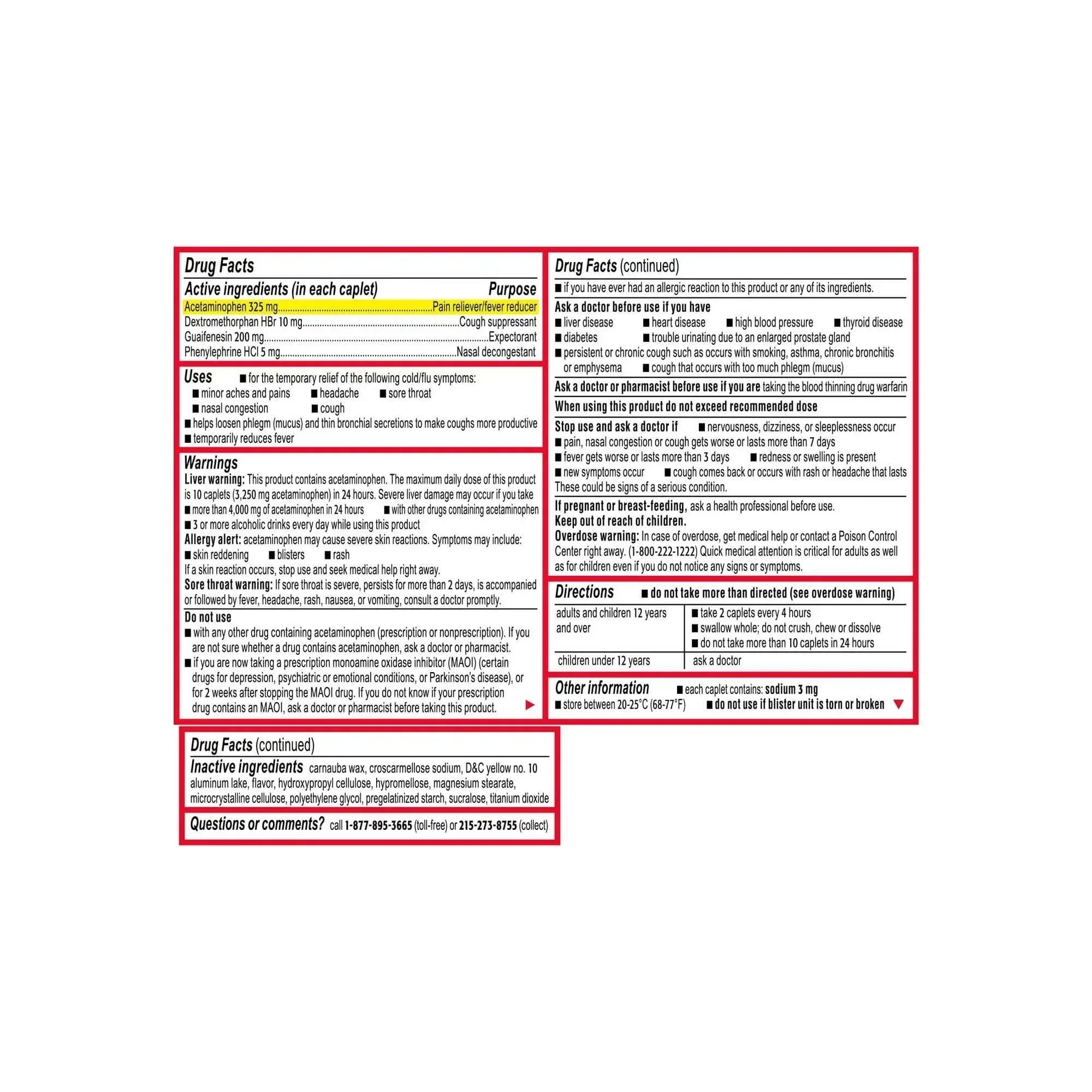 Tylenol Severe Multi-Symptom Caplets, Acetaminophen-Based Pain Reliever & Fever Reducer, 24 Count