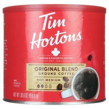 Tim Hortons Original Blend medium roast ground coffee canister, red
