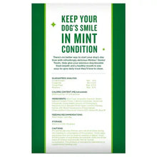 Dental treat package side panel with feeding and storage information text
