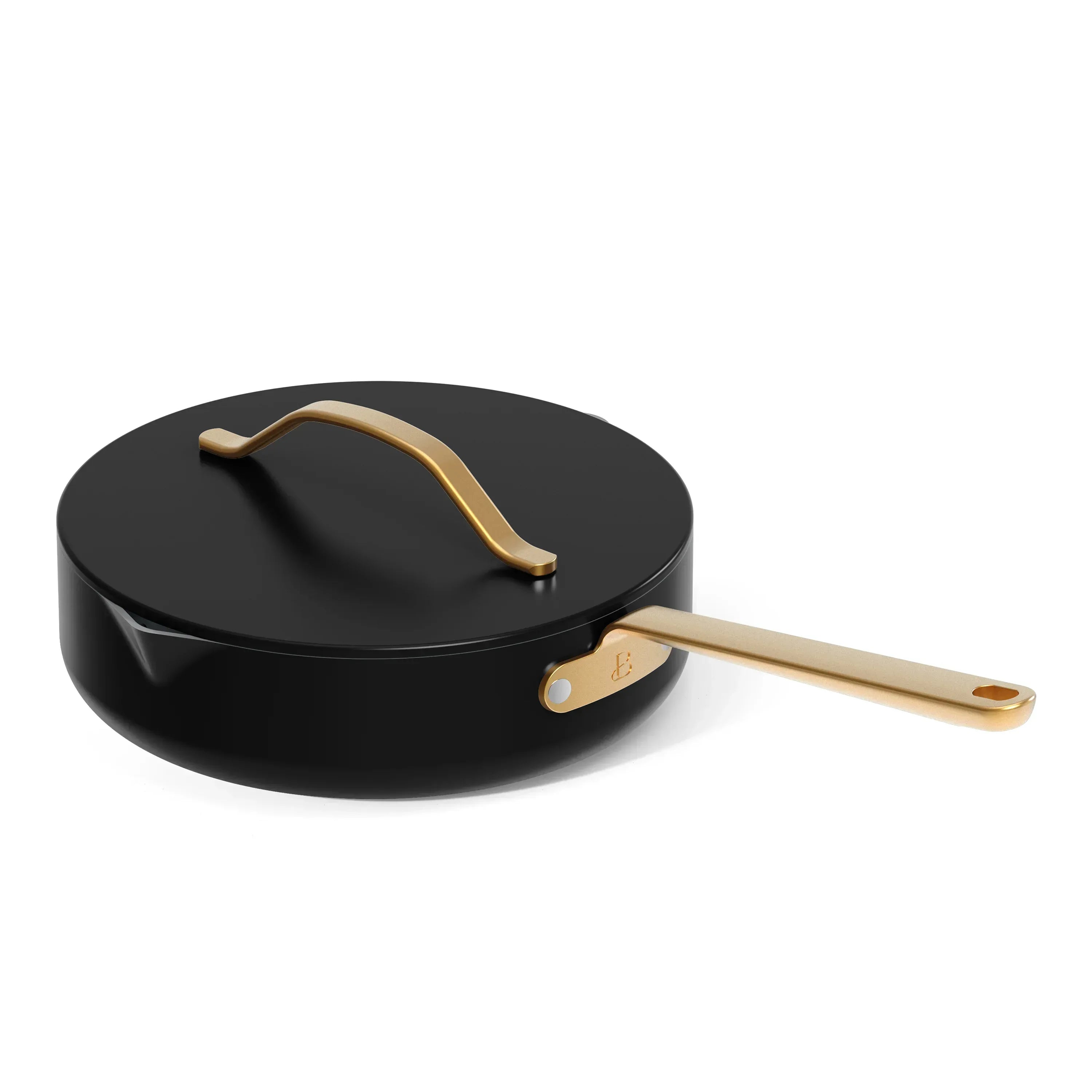 Beautiful 12-Piece Ceramic Nonstick Cookware Set, Pots and Pans with Strainer Lids, Black Sesame by Drew Barrymore