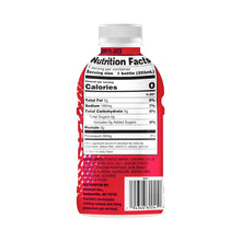 Sport Zero hydration beverage bottle, red back with nutrition facts and ingredients