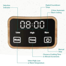 Slow cooker digital control panel with countdown timer and low, high, warm buttons