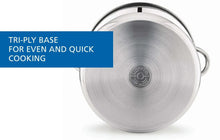 Stainless steel stock pot base, showing tri-ply construction