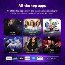 Roku streaming interface showing app tiles for popular services