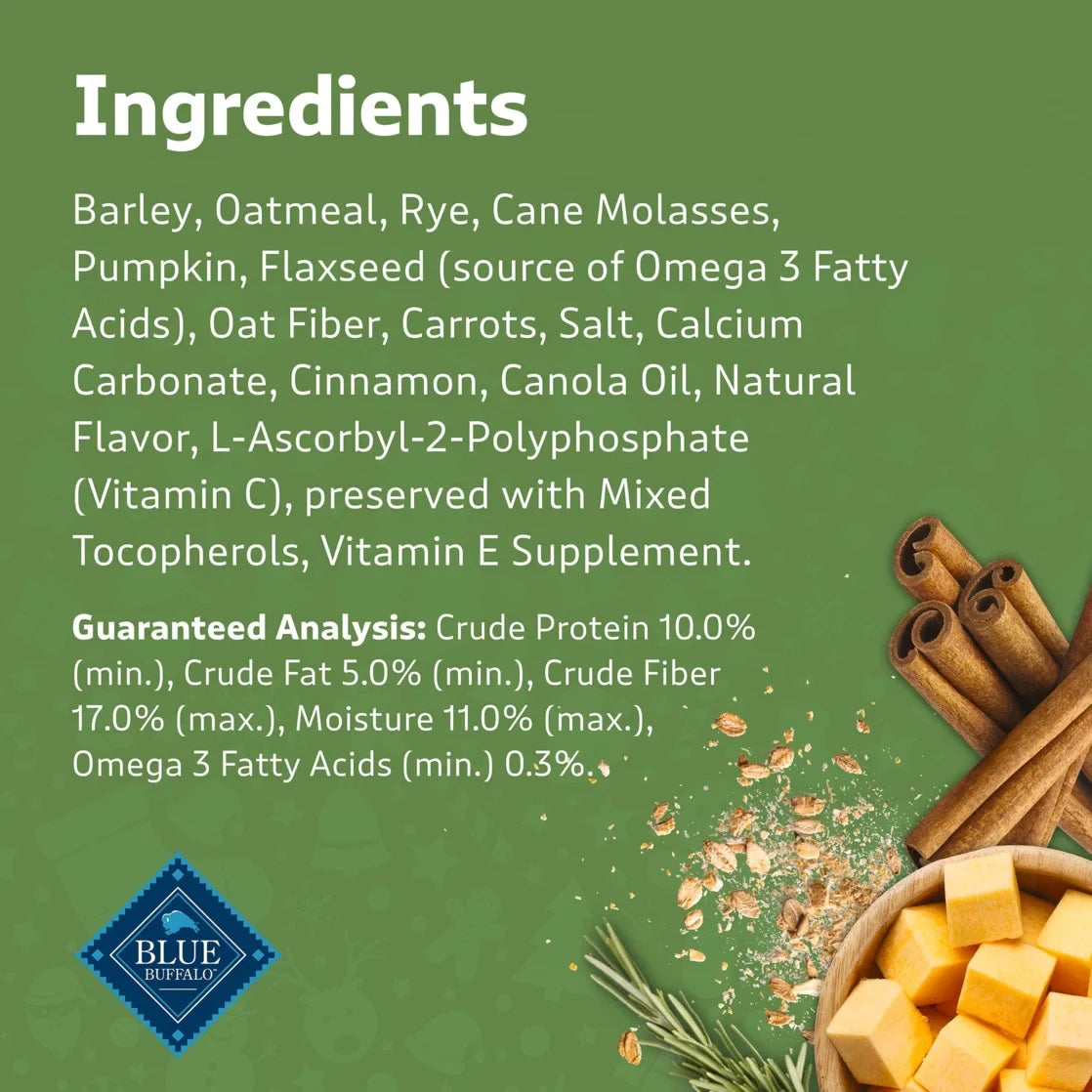 Blue Buffalo Santa Snacks Crunchy Dog Biscuits, Oven-Baked, Oatmeal & Cinnamon, 11-oz. Bag