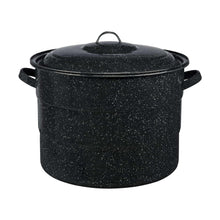 Enamel water bath canner pot with lid, black speckle finish