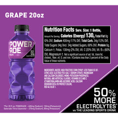 POWERADE Grape Electrolyte Sports Drink Bottles, 20 fl oz, 8 Pack