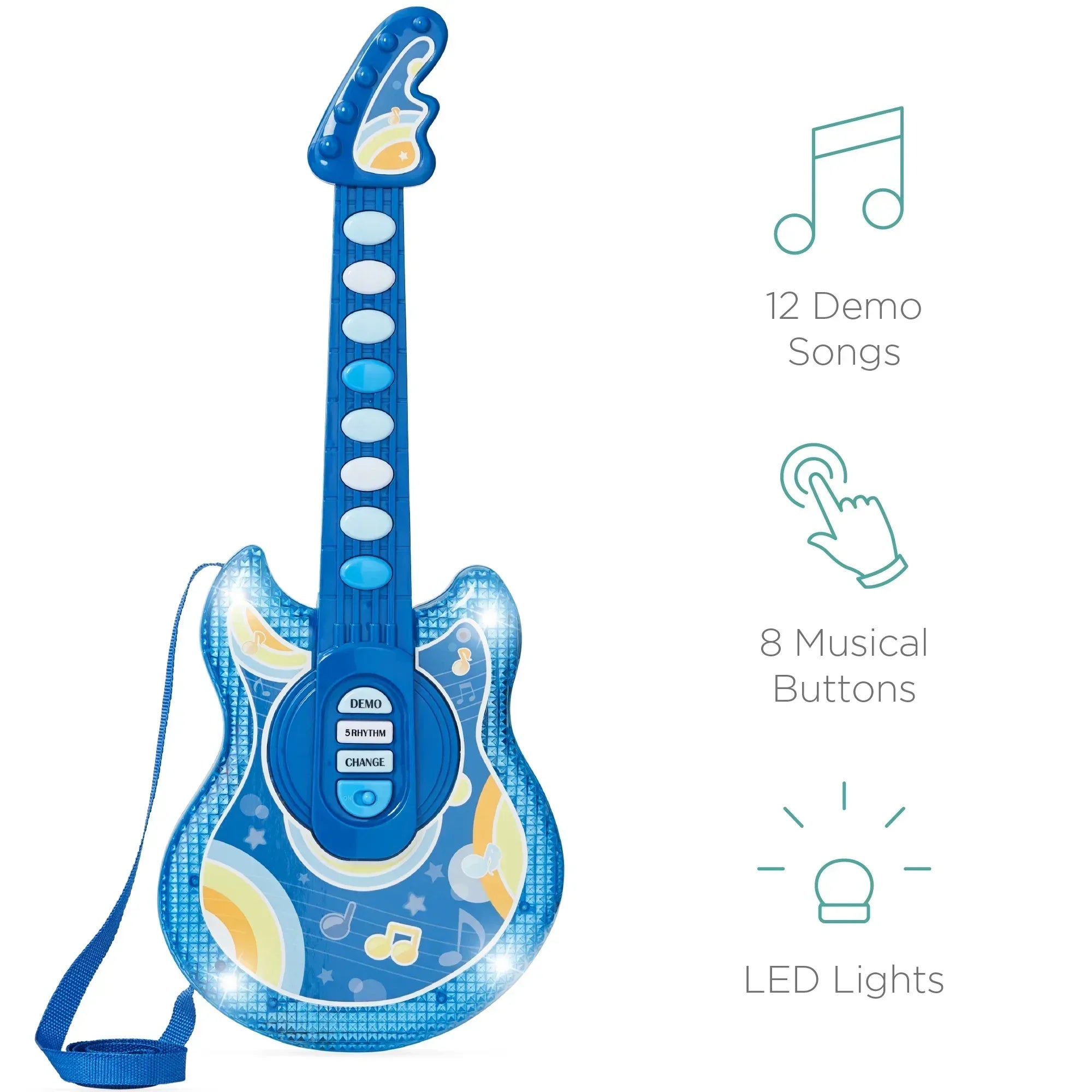 Best Choice Products 19in Kids Flash Guitar, Pretend Play Musical Instrument Toy for Toddlers w/ Mic, Stand - USA MEGA SHOP