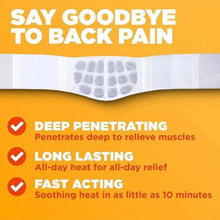 Folded lower back heat wrap with grid heat cell pattern on white pad