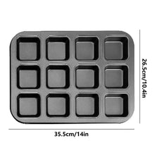 Square 12-cavity brownie pan with dividers, 35.5cm x 26.5cm, nonstick carbon steel