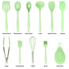 MegaChef Mint Green 12 Piece Silicone Cooking Utensils