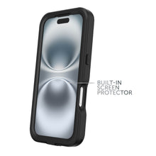 Waterproof phone case with black frame and built-in screen protector