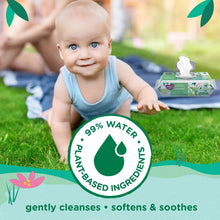 Baby wipes with 99% water ingredients badge and refreshing cucumber scent