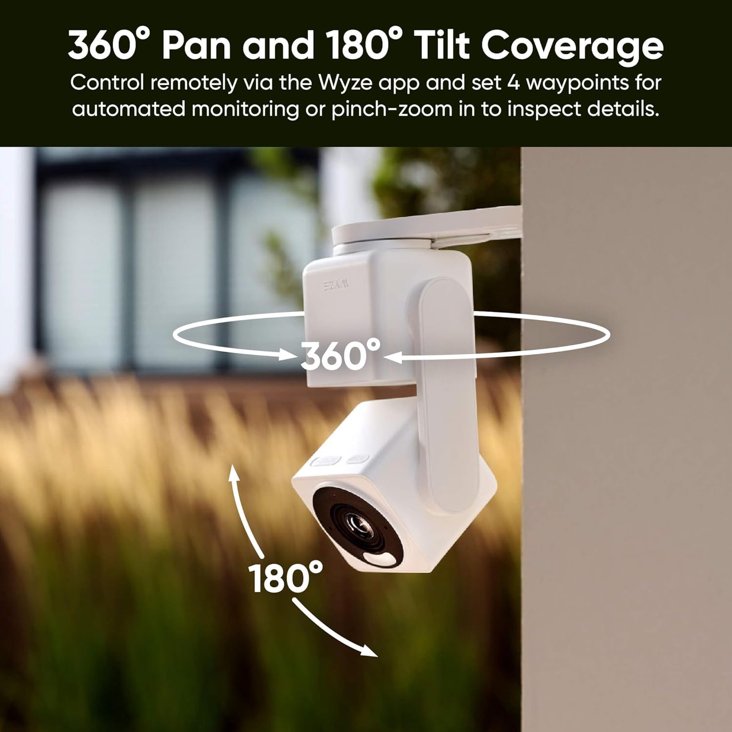 Wyze Cam Pan v4 4K Smart Security Camera, AI Indoor/Outdoor Camera with Color Night Vision, Pan/Tilt/Zoom, Voice Assistant Compatibility
