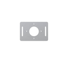 Steel thermostat wall plate backing plate, gray metal with circular cutout and slots