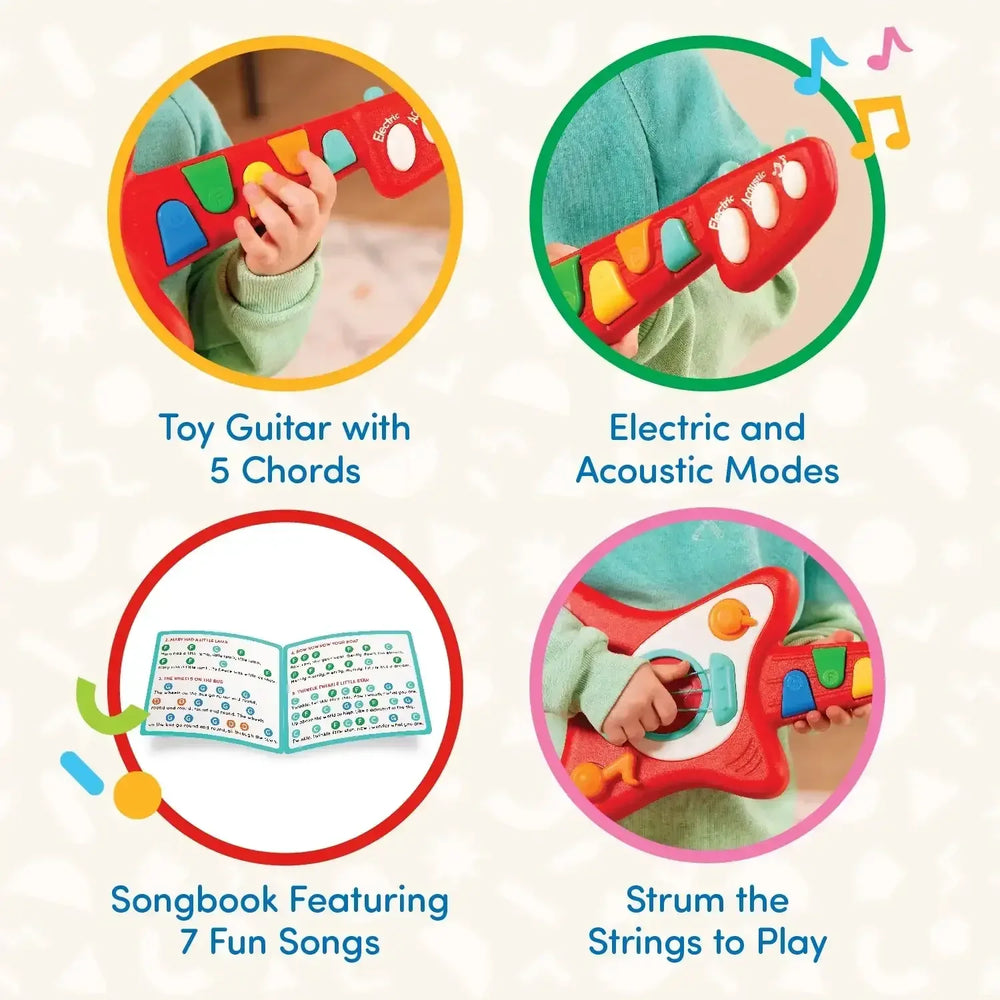 Battat Rock n' Play Guitar with Electric and Acoustic Modes, Toddler and Preschool Toys - USA MEGA SHOP