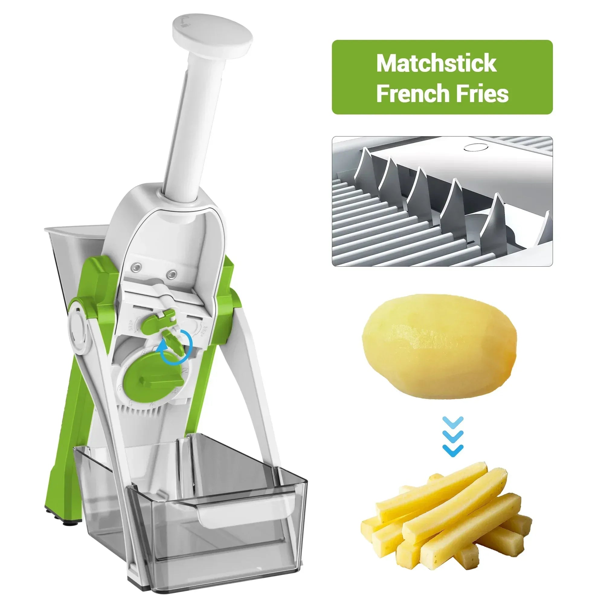 Mandoline Slicer for Vegetables Fruits, Adjustable Thickness Stainless Steel Food Cutter & Chopper, Safe and Quick Meal Preparation - USA MEGA SHOP