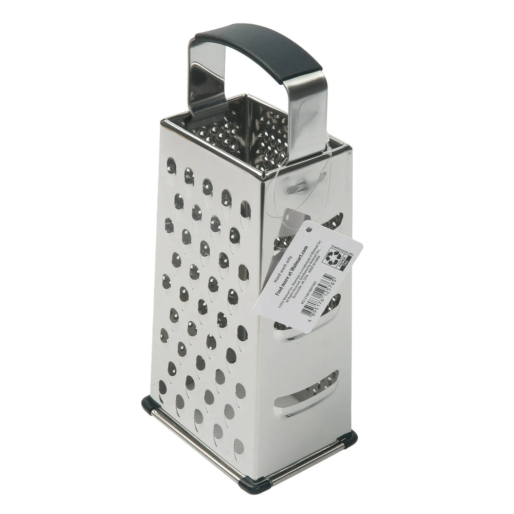 Mainstays Soft Grip Stainless Steel Grater 9" 4 Sided Silver - USA MEGA SHOP