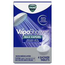 Vicks VapoShower non-medicated shower steamer tablets box, 4 count