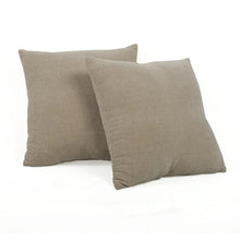 Solid chenille pillow set of 2, light beige square throw pillows, angled view