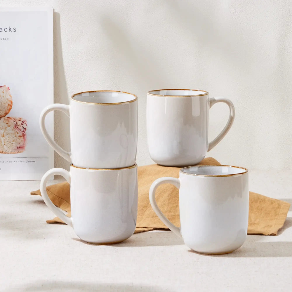 Vesteel Coffee Mug Set of 4, Ceramic Coffee Cups with Handles, 14oz Handmade Reactive Glaze Mugs Set for Coffee Tea Milk, Mug Gifts for Thanksgiving Day Anniversary, Gifts for Men, women, Home, Office and Restuarant