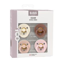 BIBS Colour latex pacifiers, four-piece blush and neutral set in retail box