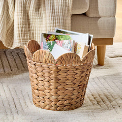 Better Homes & Gardens Round Scalloped Rim Water Hyacinth Basket - USA MEGA SHOP