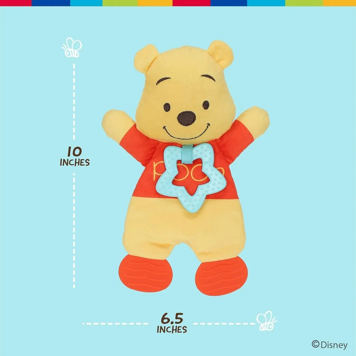 Disney Baby Winnie The Pooh Sensory Blanky with Crinkle and Teether Feet for Infant Baby Boys and Girls - USA MEGA SHOP