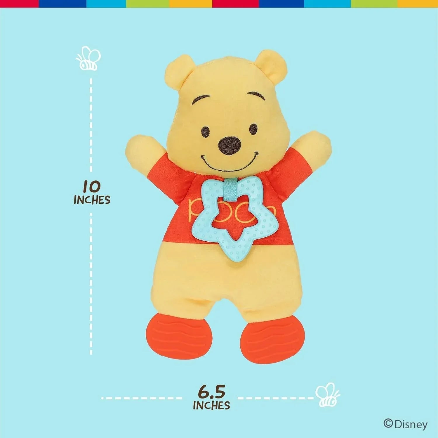 Disney Baby Winnie The Pooh Sensory Blanky with Crinkle and Teether Feet for Infant Baby Boys and Girls