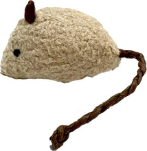 Catnip toy mouse plush with brown rope tail