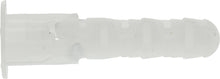 White nylon wall anchor plug, #8-14 size