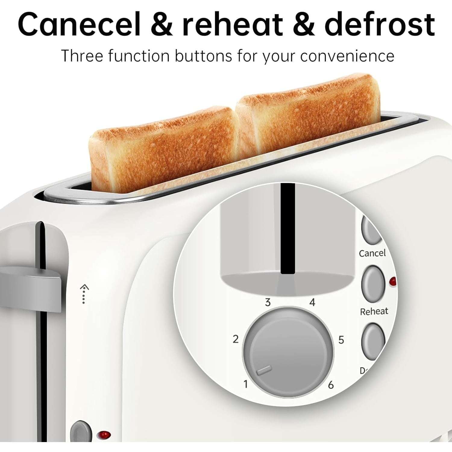2-Slice Slim Toaster, 6 Shade Settings with Cancel, Reheat & Defrost, 10" Long Slot, Auto Shut off, Removable Crumb Tray, Black