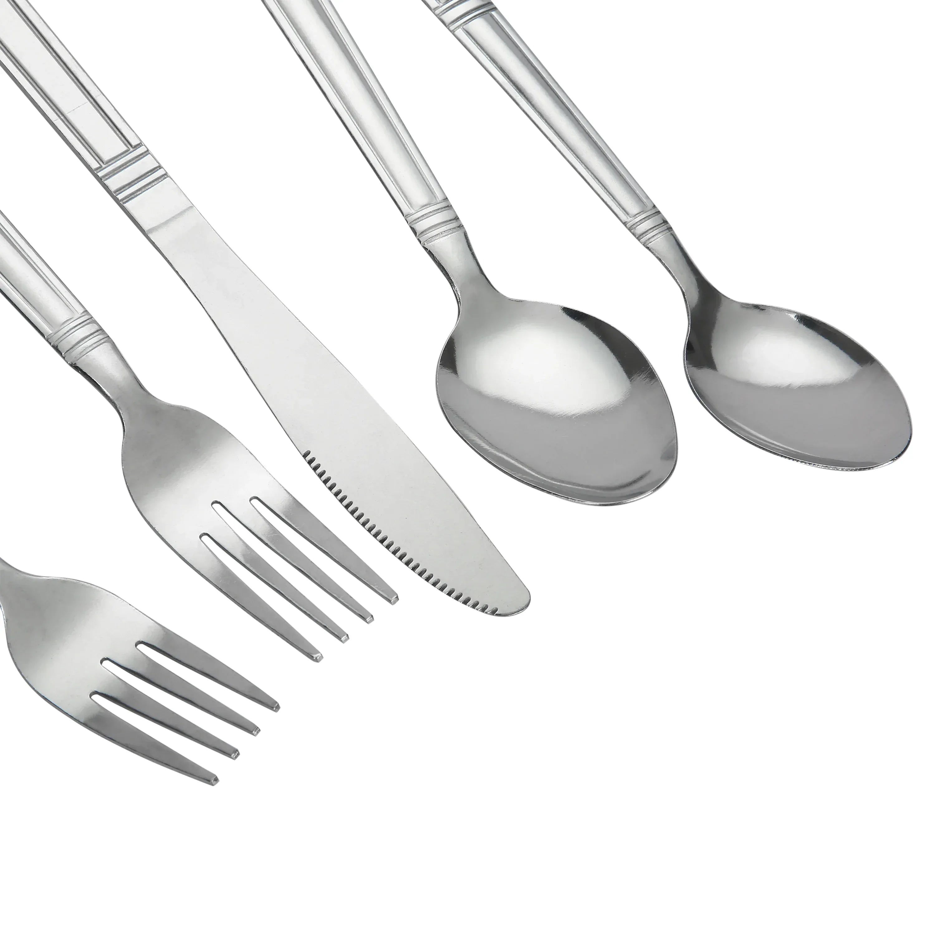 Mainstays 49 Piece Elena Adult Stainless Steel Flatware and Organizer Tray Value Set Silver, Service for 8