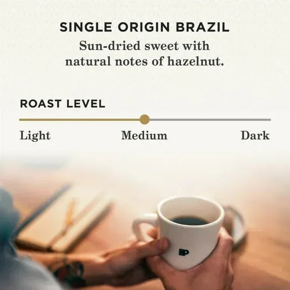 Peet's Coffee Single Origin Brazil Premium Medium Roast Single Serve Coffee Pods, 22 Count