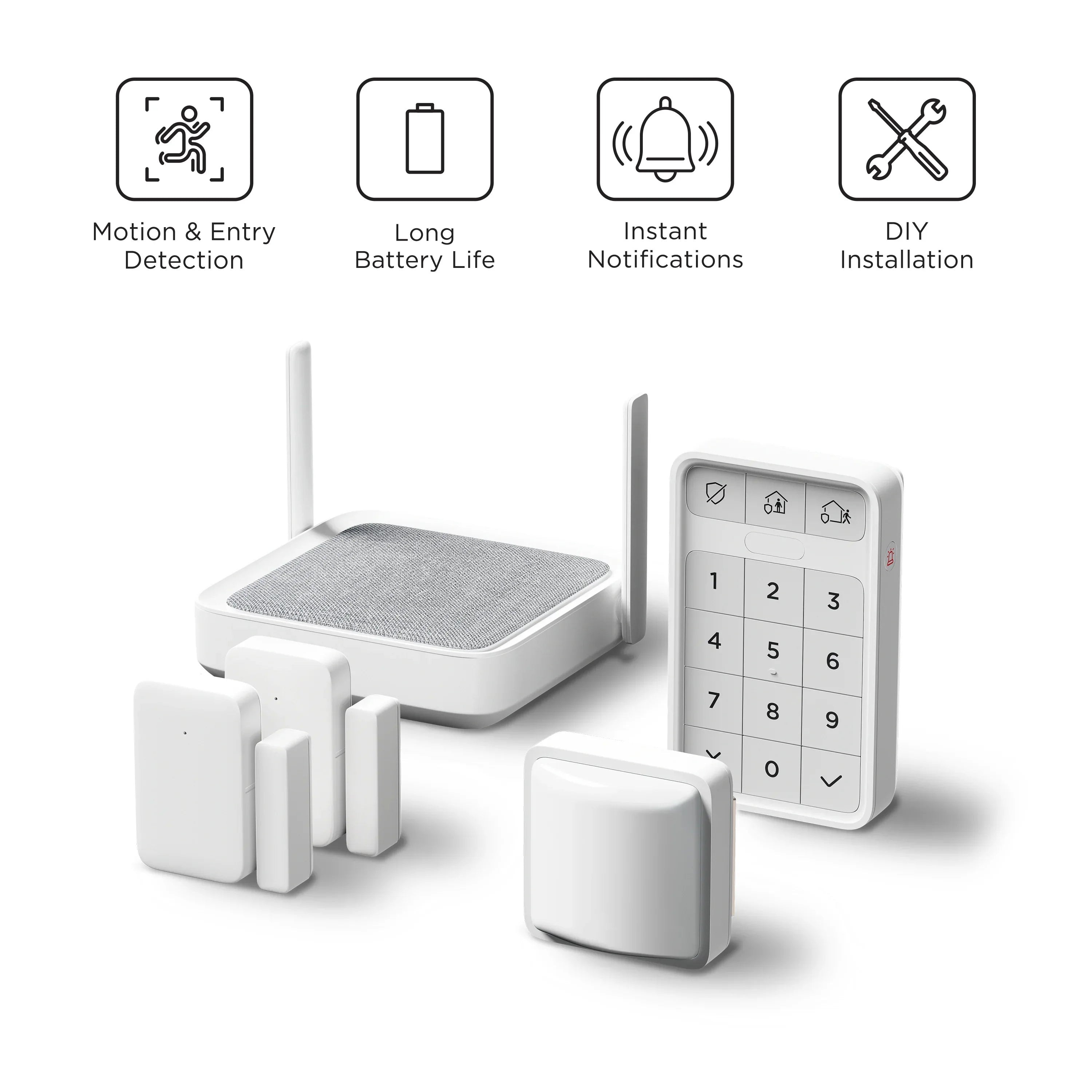 Roku Smart Home 5-Piece Home Monitoring System Bundle Wi-Fi-Enabled Indoor Battery-Powered with Free Self-Monitoring